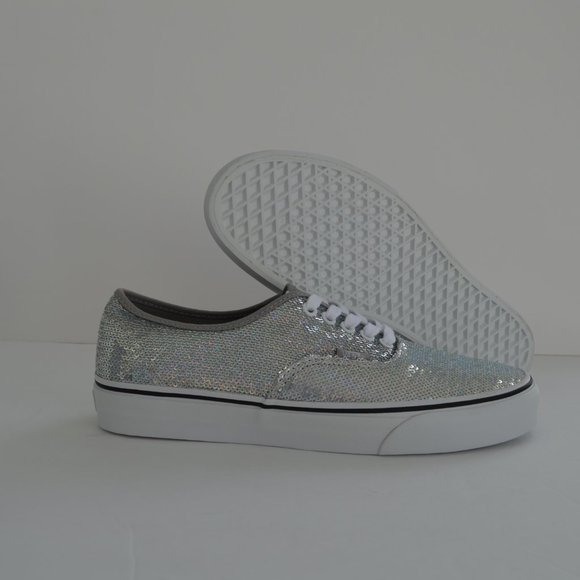 Vans authentic sequined silver sneaker shoes new - Picture 2 of 9